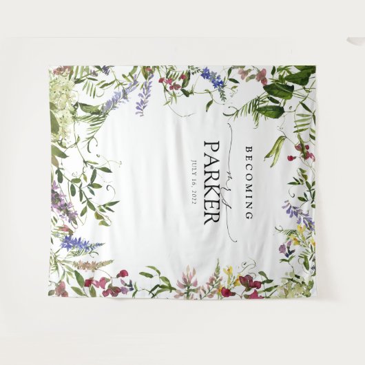 Elegant Summer Wildflower Shower Photo Booth Tapes Wandkleed (Voorkant (horizontaal))