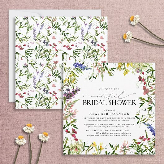 Elegant Summer Wildflower Virtual Shower Kaart