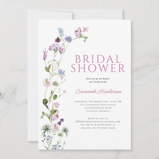 Elegant Summer Wildflower Vrijgezellenfeest Kaart (Voorkant)