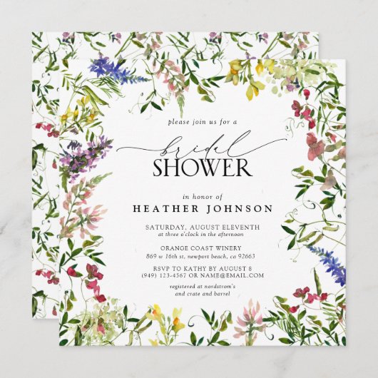 Elegant Summer Wildflower Vrijgezellenfeest Kaart (Voorkant / Achterkant)