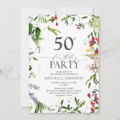 Elegant Summer Wildflower Waterverf 50th Birthday Kaart (Voorkant)