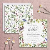 Elegant Summer Wildflower Waterverf Bridal Brunch Kaart