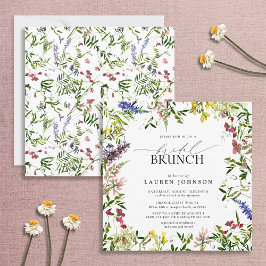 Elegant Summer Wildflower Waterverf Bridal Brunch Kaart