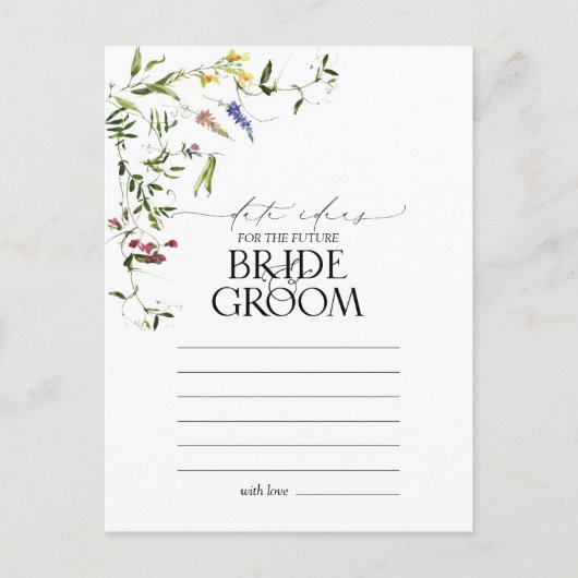 Elegant Summer Wildflower Waterverf Date Ideeën Briefkaart (Voorkant)