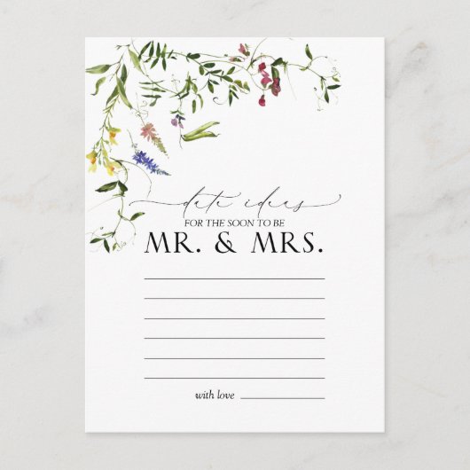 Elegant Summer Wildflower Waterverf Date Ideeën Briefkaart (Voorkant)