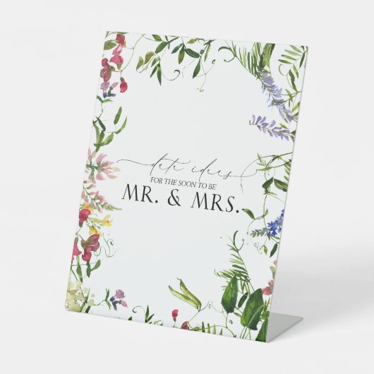 Elegant Summer Wildflower Waterverf Date Ideeën Reclamebord Met Voetstuk (Voorkant)