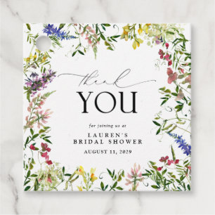 Elegant Summer Wildflower Waterverf Vrijgezellenfe Bedankjes Labels