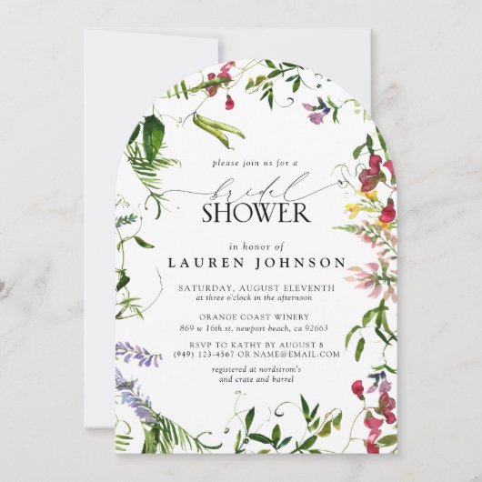 Elegant Summer Wildflower Waterverf Vrijgezellenfe Kaart (Voorkant)