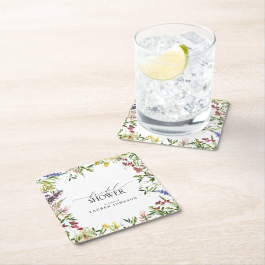 Elegant Summer Wildflower Waterverf Vrijgezellenfe Kartonnen Onderzetters (Insitu)