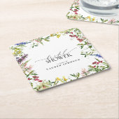 Elegant Summer Wildflower Waterverf Vrijgezellenfe Kartonnen Onderzetters (Schuin)