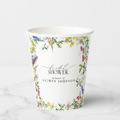 Elegant Summer Wildflower Waterverf Vrijgezellenfe Papieren Bekers (Voorkant)