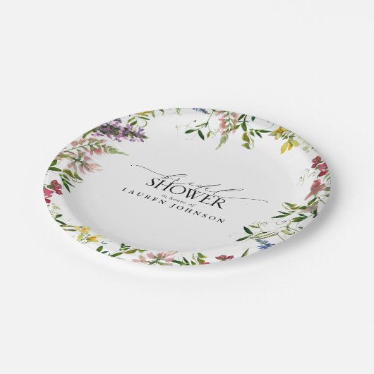 Elegant Summer Wildflower Waterverf Vrijgezellenfe Papieren Bordje (Gekanteld)