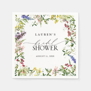 Elegant Summer Wildflower Waterverf Vrijgezellenfe Servet