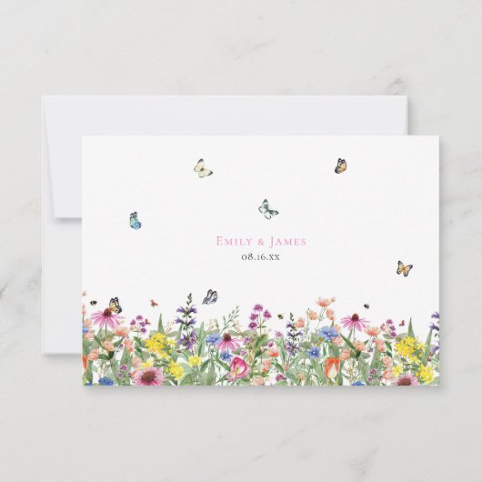 Elegant Summer Wildflower Weddenschap RSVP Kaartje (Achterkant)