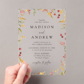 Elegant Summer Wildflower Wedding Acryl Uitnodigingen (Insitu (Draagbaar))