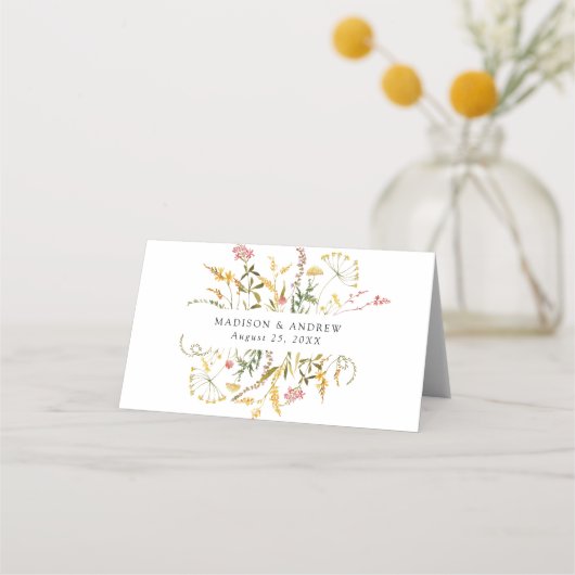 Elegant Summer Wildflower Wedding Plaatskaartje (Achterkant)