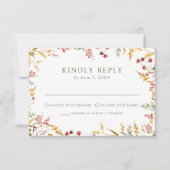Elegant Summer Wildflower Wedding RSVP Kaartje (Voorkant)