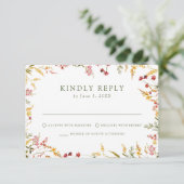 Elegant Summer Wildflower Wedding RSVP Kaartje (Staand voorkant)