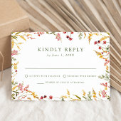 Elegant Summer Wildflower Wedding RSVP Kaartje