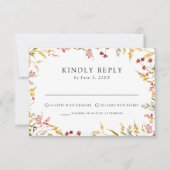 Elegant Summer Wildflower Wedding RSVP Kaartje (Voorkant)