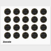 Elegant Summer Wildflower Wreath Black Wedding Ronde Sticker (Vel)