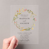 Elegant Summer Wildflower Wreath Wedding Acryl Uitnodigingen (Insitu (Draagbaar))