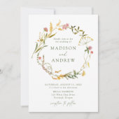 Elegant Summer Wildflower Wreath Wedding Kaart (Voorkant)