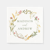 Elegant Summer Wildflower Wreath Wedding Servet (Voorkant)