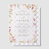 Elegant Summer Wildflower Wreath Wedding Vellum Uitnodigingen (Offset (Uitnodiging))