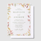 Elegant Summer Wildflower Wreath Wedding Vellum Uitnodigingen (Offset)