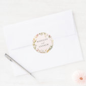 Elegant Summer Wildflower Wreats Blush Wedding Ronde Sticker (Envelop)