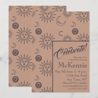 Elegant Sun en Moon Celestial Baby shower Kaart