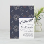 Elegant Sun en Moon op Blue Celestial Baby shower Kaart (Staand voorkant)