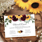 Elegant Sunflower and Rozen Rehearsal Dinner Kaart