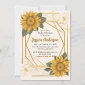 Elegant Sunflower Baby shower Teken Gold Lijst Kaart (Voorkant)