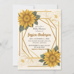 Elegant Sunflower Baby shower Teken Gold Lijst Kaart