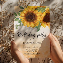 Elegant Sunflower Birthday Party Invitation