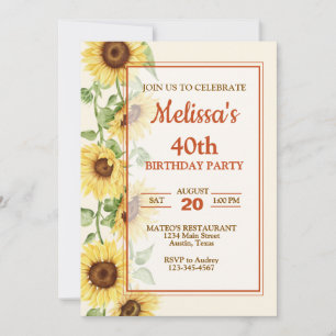 Elegant Sunflower Birthday Party Kaart