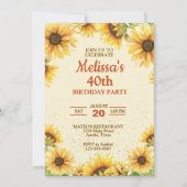 Elegant Sunflower Birthday Party Kaart (Voorkant)