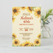 Elegant Sunflower Birthday Party Kaart (Staand voorkant)