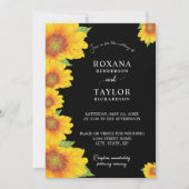 Elegant Sunflower Black Backdrop Floral Wedding Kaart (Voorkant)
