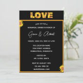 Elegant Sunflower Black Backdrop LOVE Rehearings Kaart (Staand voorkant)