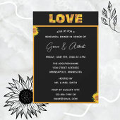 Elegant Sunflower Black Backdrop LOVE Rehearings Kaart