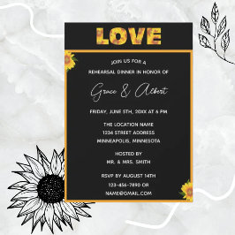 Elegant Sunflower Black Backdrop LOVE Rehearings Kaart