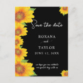 Elegant Sunflower Black Backdrop Save the Date Briefkaart (Voorkant)