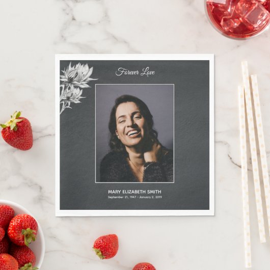 Elegant Sunflower Black Foto Funeral Memorial Servet (Insitu)