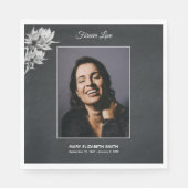 Elegant Sunflower Black Foto Funeral Memorial Servet (Voorkant)