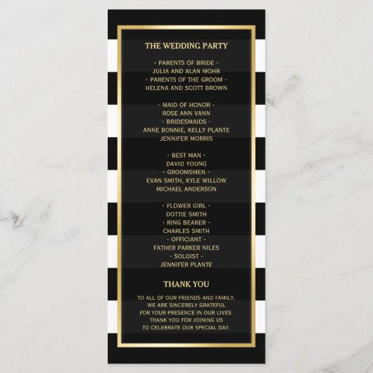 Elegant Sunflower Black White Wedding Program Programmakaart (Achterkant)