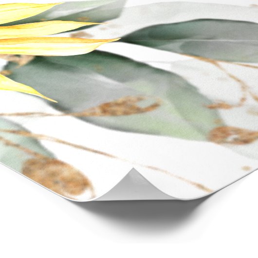 Elegant Sunflower Boho Vrijgezellenfeest Photo Pro Poster (Hoek)