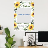 Elegant Sunflower Boho Vrijgezellenfeest Photo Pro Poster (Thuiskantoor)